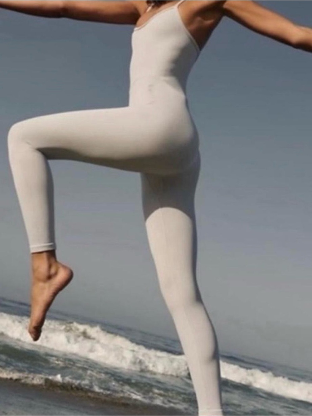 Free People Cream Seamless Scoop-Back Jumpsuit
